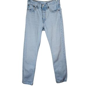 LEVI'S 501 BUTTON FLY STRAIGHT LEG LIGHT WASH DENIM JEANS